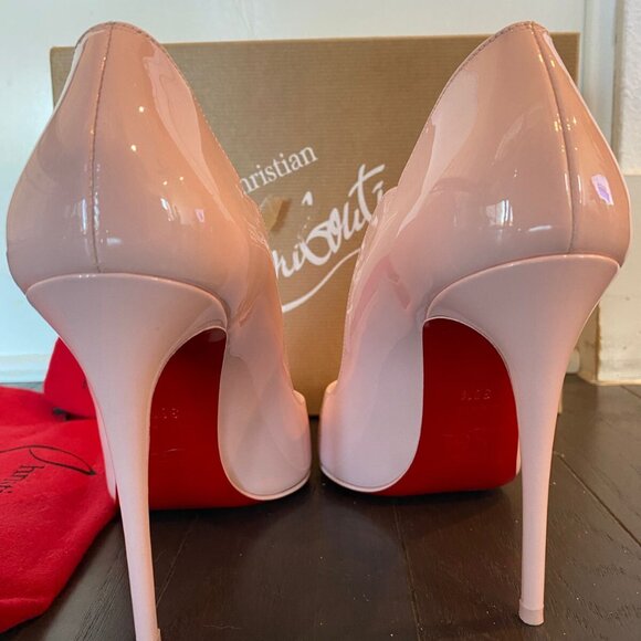 Christian Louboutin Hot Chick 100 Rosy Light Pink Patent Leather Heel Pump - Picture 7 of 16